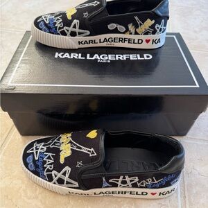 Karl Lagerfeld Black Sneakers with Embroidery
